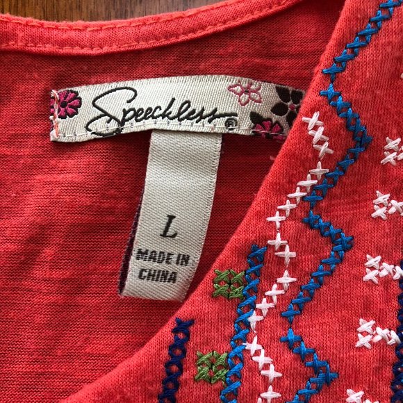 Speechless Coral Embroidery Accent Tank Top - Picture 5 of 5